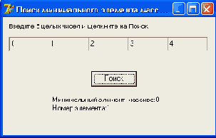 Окно приложения Поиск минимального элемента массива